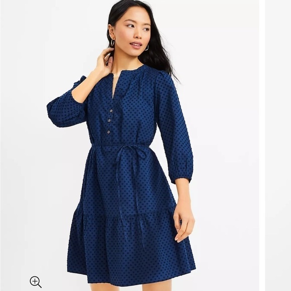 LOFT Henley Flounce Shirtdress Size Small NEW! - Picture 1 of 8